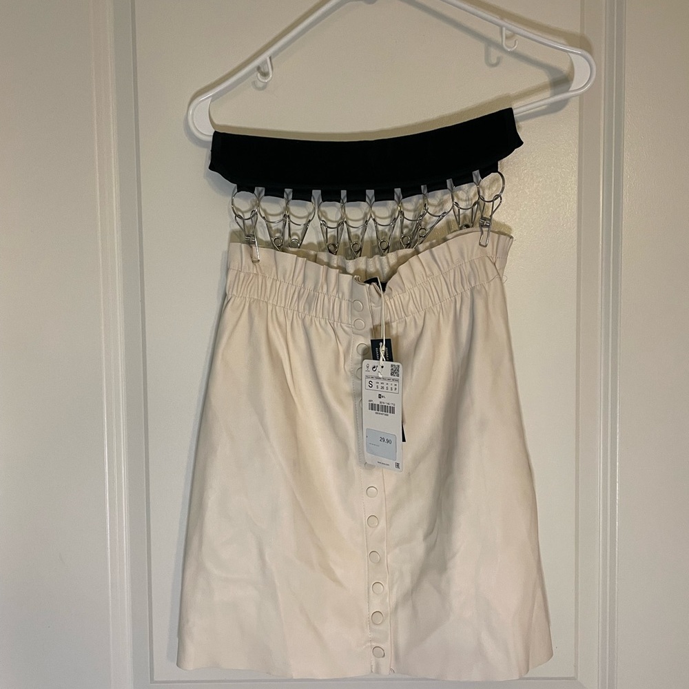 Zara White Pleather Skirt